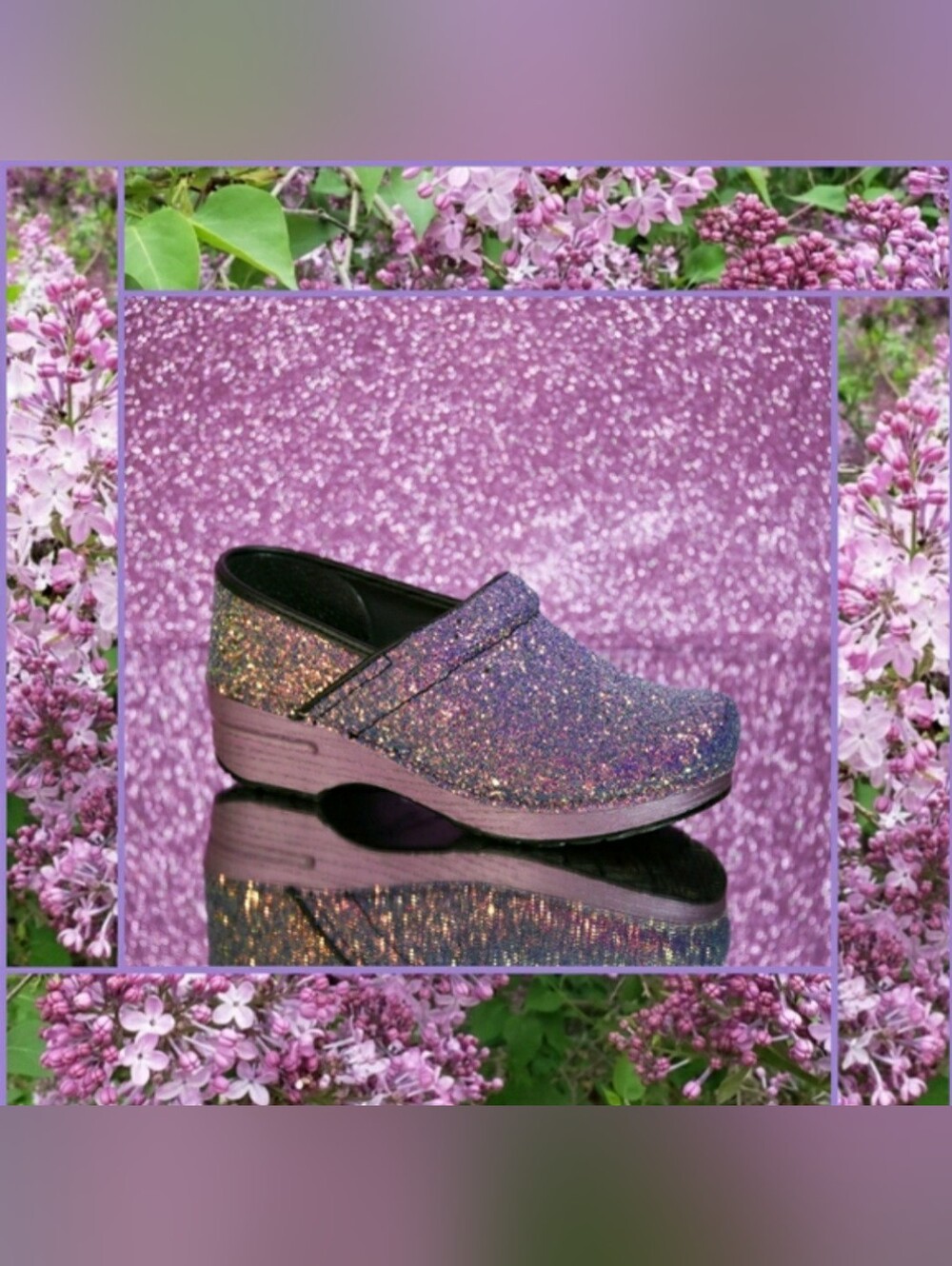 Lilac Dansko Pro Glitter Clog Sparkle Fairycore Festive Boho Cottage Prairie 🌿 - Picture 12 of 12
